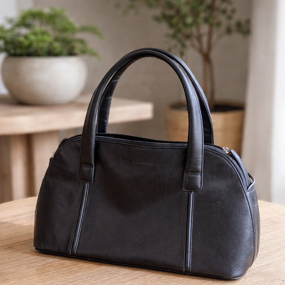 Classic Black Leather Shoulder Bag